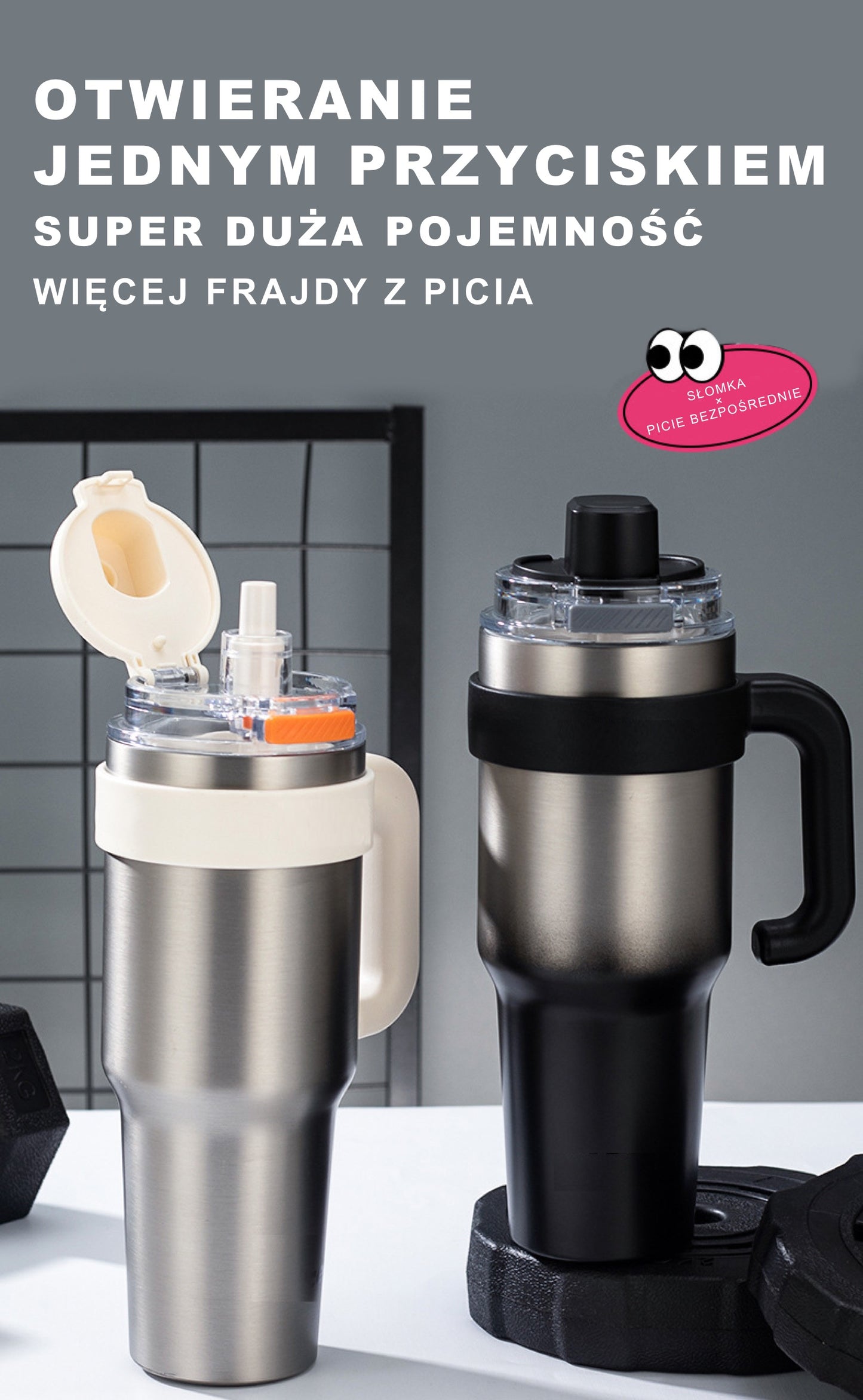 Kubek Termoizolacyjny Stal 316 Duża Pojemność Ceramika Dwustronny