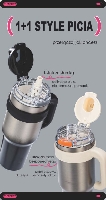 Kubek Termoizolacyjny Stal 316 Duża Pojemność Ceramika Dwustronny