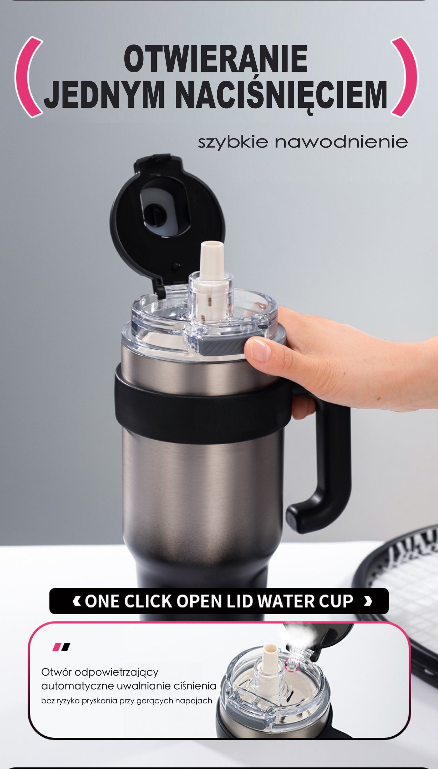 Kubek Termoizolacyjny Stal 316 Duża Pojemność Ceramika Dwustronny