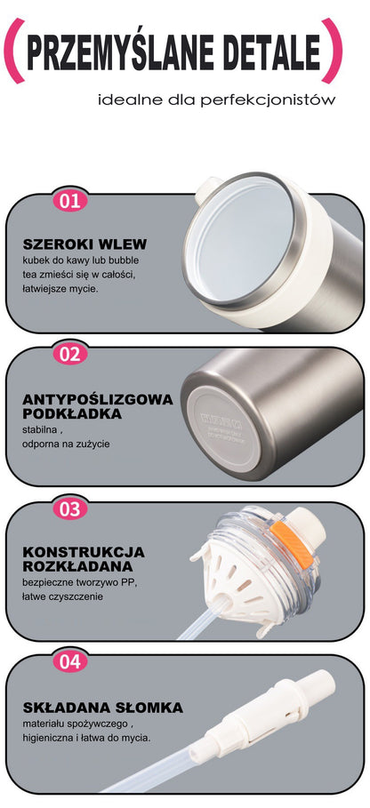 Kubek Termoizolacyjny Stal 316 Duża Pojemność Ceramika Dwustronny