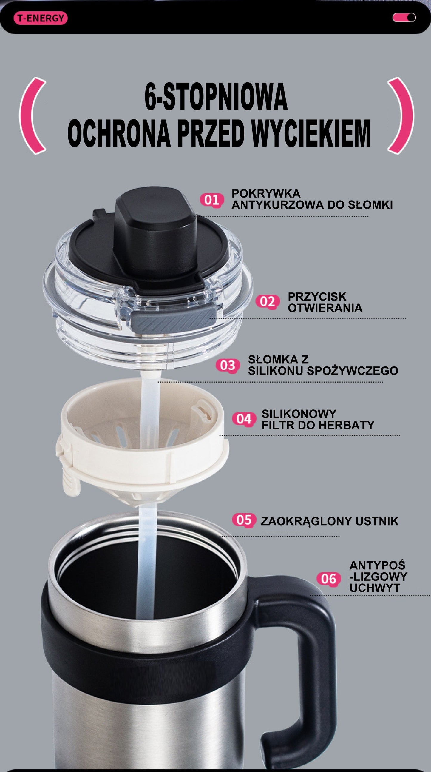 Kubek Termoizolacyjny Stal 316 Duża Pojemność Ceramika Dwustronny