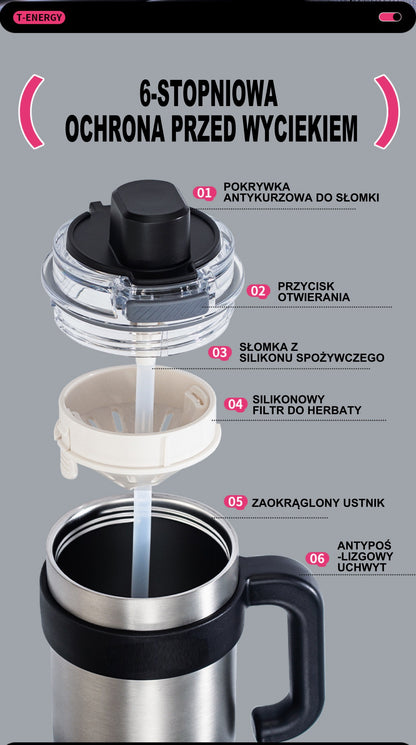 Kubek Termoizolacyjny Stal 316 Duża Pojemność Ceramika Dwustronny