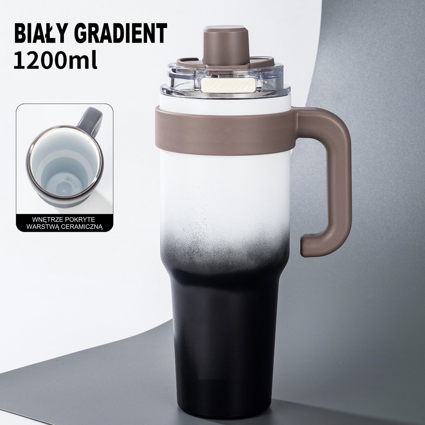 Kubek Termoizolacyjny Stal 316 Duża Pojemność Ceramika Dwustronny