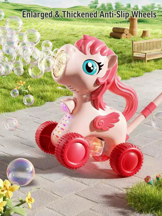 Bubble Machine for Kids - Handheld & Push-Along Automatic Bubble Blower