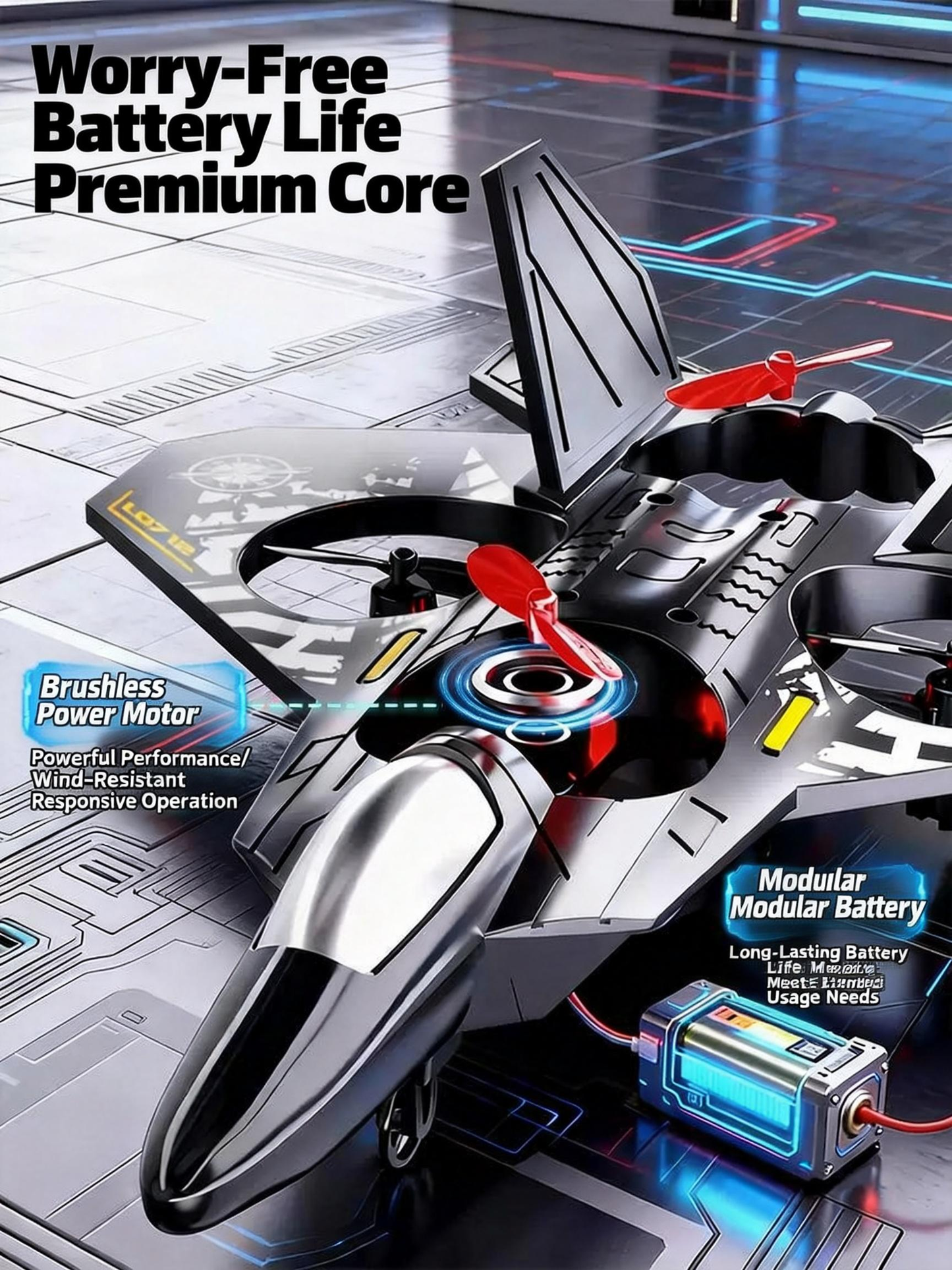 RC Airplane Fighter Jet Model - Shock-Resistant Drone Toy for Kids, Birthday Gift for Students