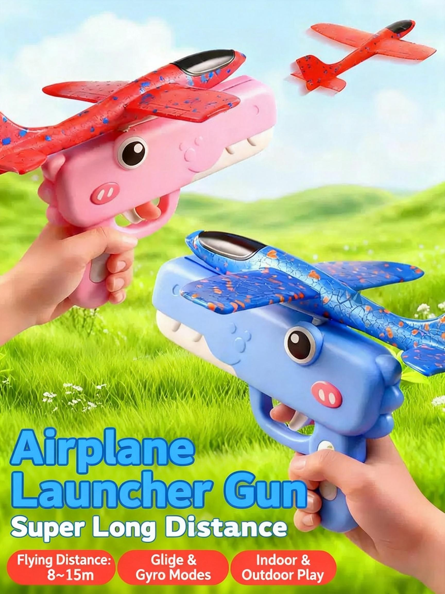Kids' Foam Airplane Launcher Gun – Outdoor Flying Toy for Boys & Girls