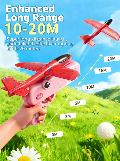 Kids' Foam Airplane Launcher Gun – Outdoor Flying Toy for Boys & Girls